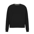 thumbnail image 3 of Lovskoo Long Sleeve Sweatshirt for Women mens solid color Casual Round Neck Tops Loose Shirts Blouse Sweatshirt Black, 3 of 5