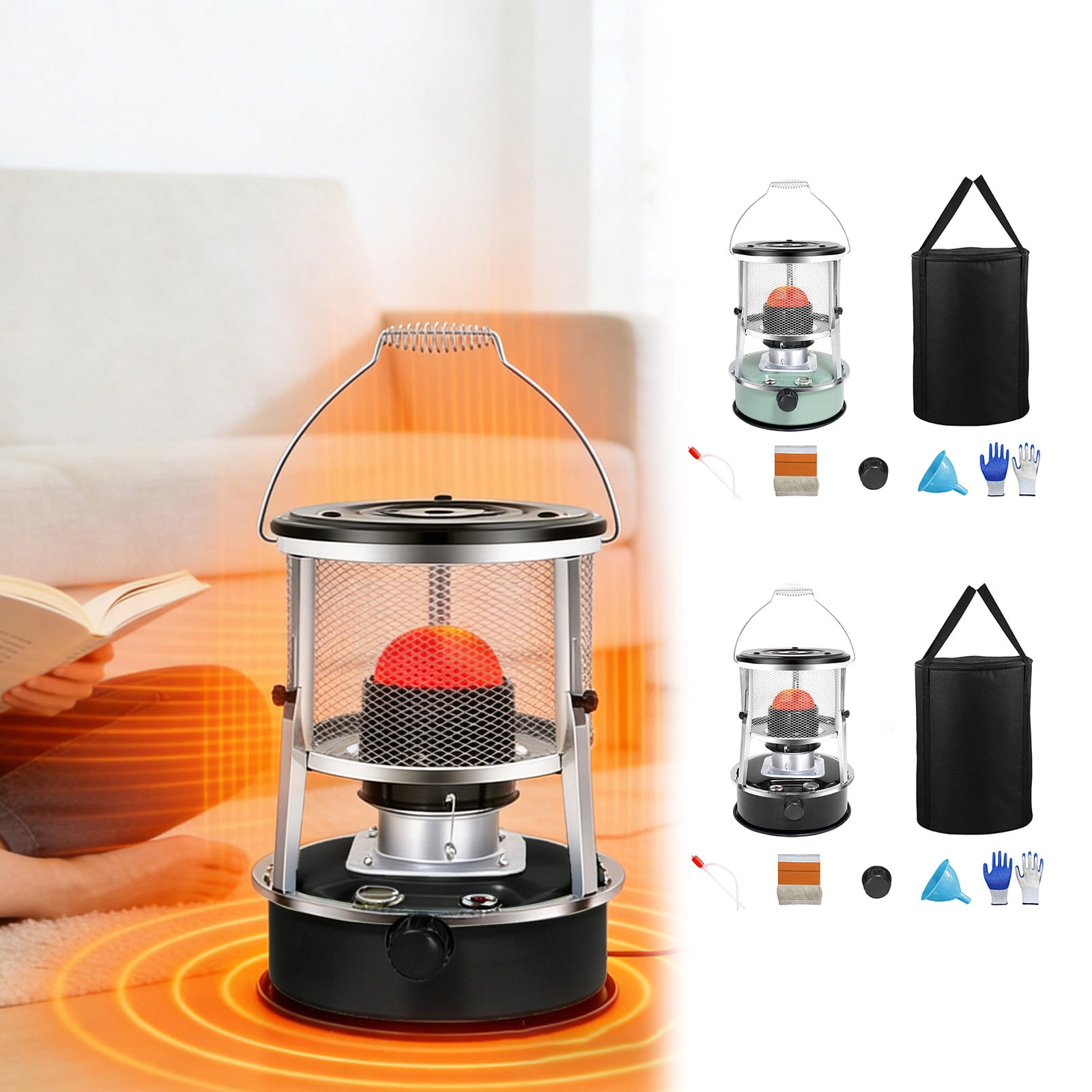 Non Electric Heaters For Indoor, 9000 Btu(Lasts 18 H) Kerosene Heater Indoor For Large Rooms, Portable Heater For Power Outage, Suitable For Camping, Home, Garage, Emergency Heat