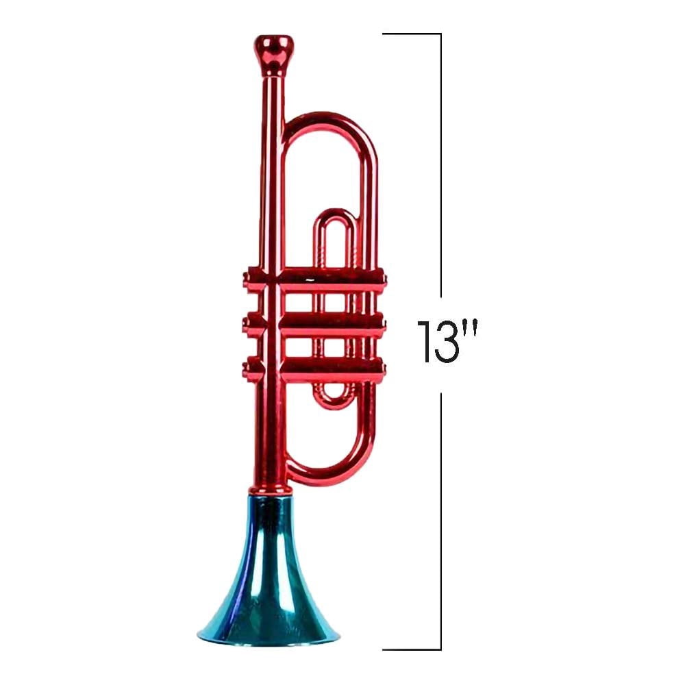 ArtCreativity 13 Inch Metallic Trumpets, Set of 5, Fun Plastic Musical Instruments Noise Makers for Parties and Events, Music Toys for Kids, Cool Birthday Party Favors for Boys and Girls