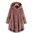 thumbnail image 1 of Veste pour Femmes Mode Bouton Laine Duveteuse à Capuche Veste Ample Chaleur Hiver Grande Taille, 1 of 1
