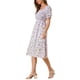 thumbnail image 4 of VESTIDO DE MUJER INSPIRE CHIC Con Cuello Cuadrado Floral y Mangas Cortas Abullonadas Vestidos Midi de Primavera Verano Púrpura 3XL, 4 of 7
