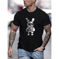 thumbnail image 1 of Robot Rabbit Graphic Men's Short Sleeve T-shirt, Comfy Stretchy Trendy Tees For Summer, Casual Daily Style Fashion Clothing Tee For Adult, Men, Women, Teen, Teenager, Adolescent, Youth., 1 of 5