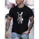 thumbnail image 1 of Robot Rabbit Graphic Men's Short Sleeve T-shirt, Comfy Stretchy Trendy Tees For Summer, Casual Daily Style Fashion Clothing Tee For Adult, Men, Women, Teen, Teenager, Adolescent, Youth., 1 of 5