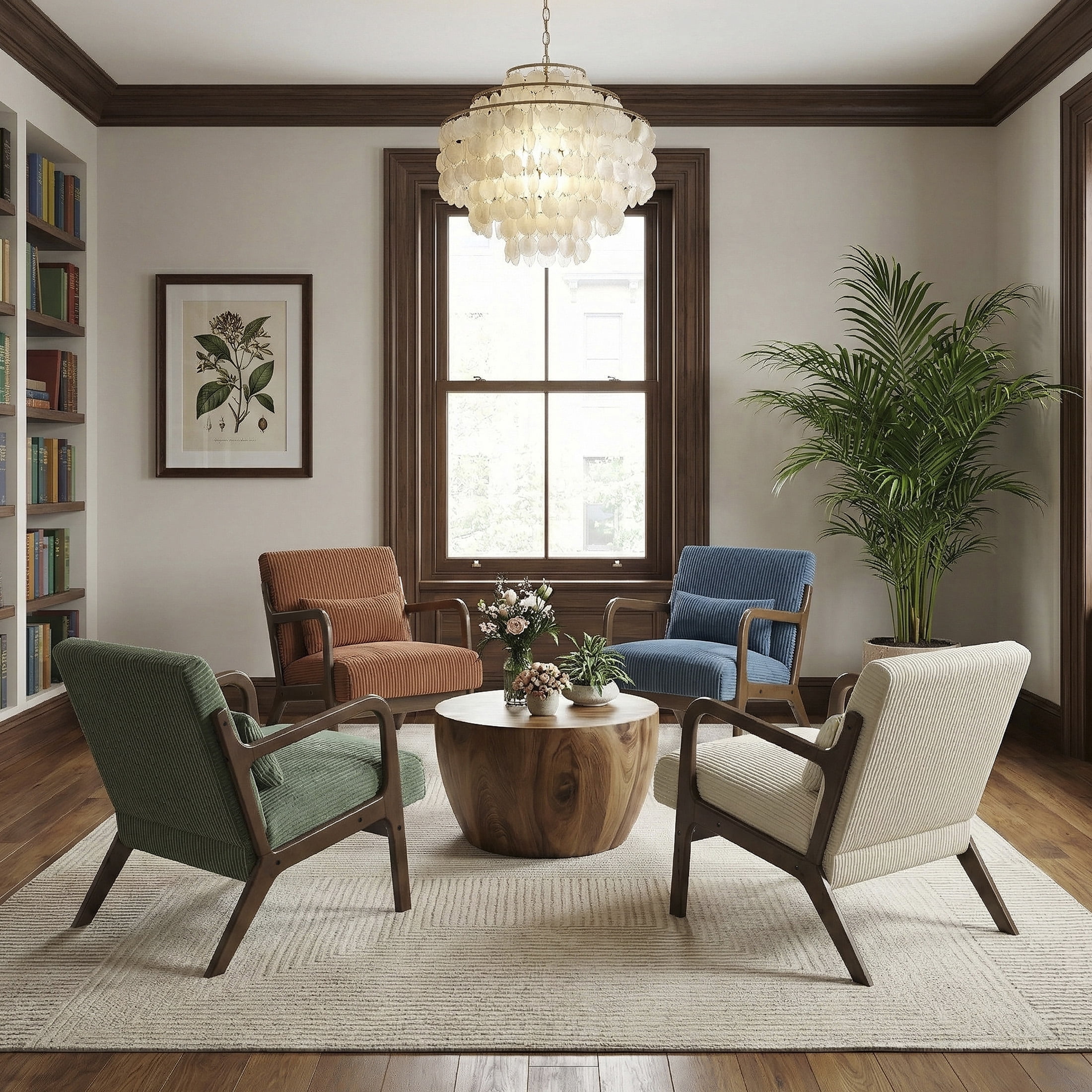 OakvillePark Cavano Wood Frame Corduroy Accent Chair, Orange