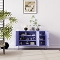 thumbnail image 4 of 32" Wide 3-Door Lockable Metal Storage Cabinet with Accent Cabinet Locker, Heavy Duty Home Tool Cabinet, 2 Removable Shelves & Easy Assembly, for Home, Office, Entryway and Hallway Purple, 4 of 8