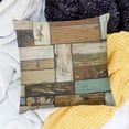 thumbnail image 2 of BANET Throw Pillow Covers Brown Teal Green Wooden Planks Short Plush Pillowcase Home Decor Cushion Case for Couch Sofa Bed, Super Soft &amp; Comfortable 18x18in, 2 of 5