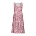 thumbnail image 6 of JULMCOMO Womens Dresses Swing Sleeveless Mini Dress Floral Print Round Neck Summer Tiered Sun Dresses Casual Loose Boho Beach Cover Up, 6 of 6