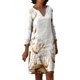 thumbnail image 3 of Vestido para Mujer Invierno Mujer Vintage Vestido Casual Estampado De Flores Cuello En V Algodón Lino Longitud Media Manga Larga, 3 of 5
