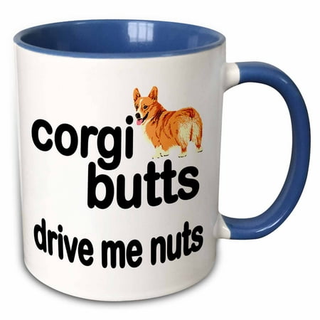 

3dRose Corgi butts drive me nuts - Two Tone Blue Mug 11-ounce