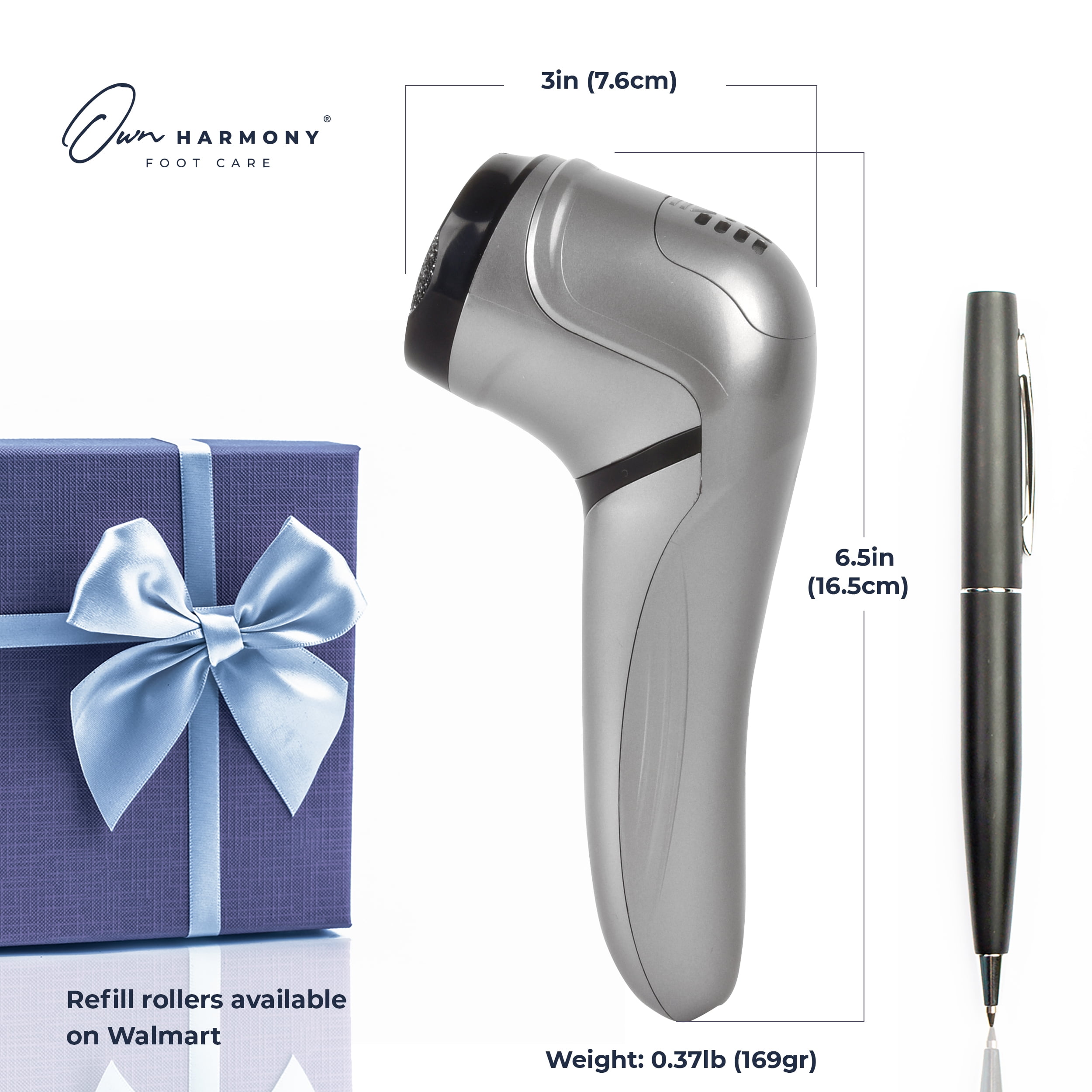 Own Harmony Electric Foot Callus Remover with Vacuum Absorption- Professional Pedicure Tools for Powerful Pedi Care - 3 Rollers Portable Electronic Feet File CR2100- Best for Hard, Dry, Cracked Heels