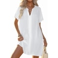thumbnail image 5 of Women's Swimsuit Cover Up Shirt V Neck Short Sleeve Bathing Suit Coverups Summer Beach Cover Ups, 5 of 9