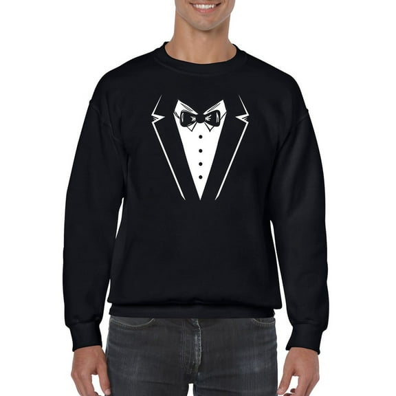 Drawn Tuxedo And Bow-tie Sweatshirt Men -GoatDeals Designs, Male 3X-Large