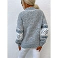 thumbnail image 3 of Women’s Snowflake Christmas Sweater Casual Long Sleeve Knitted Pullover Sweaters Crewneck Loose Jumper Tops, 3 of 6