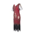 thumbnail image 3 of Njagoc3 Womens Sleeveless Fringe Trim Flapper Dress, 1920s Style Party Gown, Roaring Twenties & Costume Wear, 3 of 6
