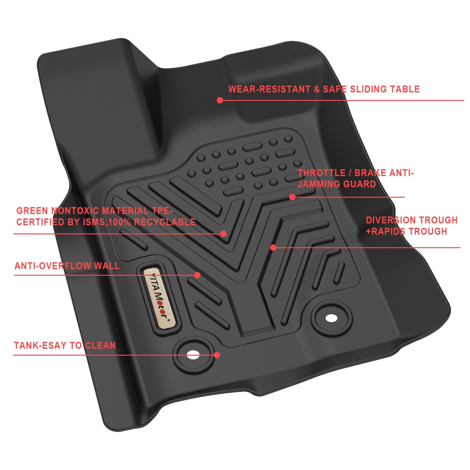 RVNI Floor Mats for 2012-2016 Honda CR-V CRV 1st & 2nd Row Black All Weather