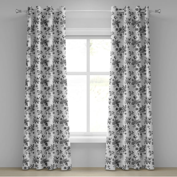 Ambesonne Vintage Grommet Curtain, New Modern Art, 50" x 96", White and Black