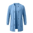thumbnail image 7 of TRUNZI Men's Button Down Fleece Coats Long Sleeves Open Front Crewneck Casual Warm Fall Winter Jackets with Side Pockets,Light Blue,Size 3XL, 7 of 7