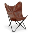 thumbnail image 5 of Carolina Classics Monroe Leather Butterfly Chair in Brown and Black, 5 of 7