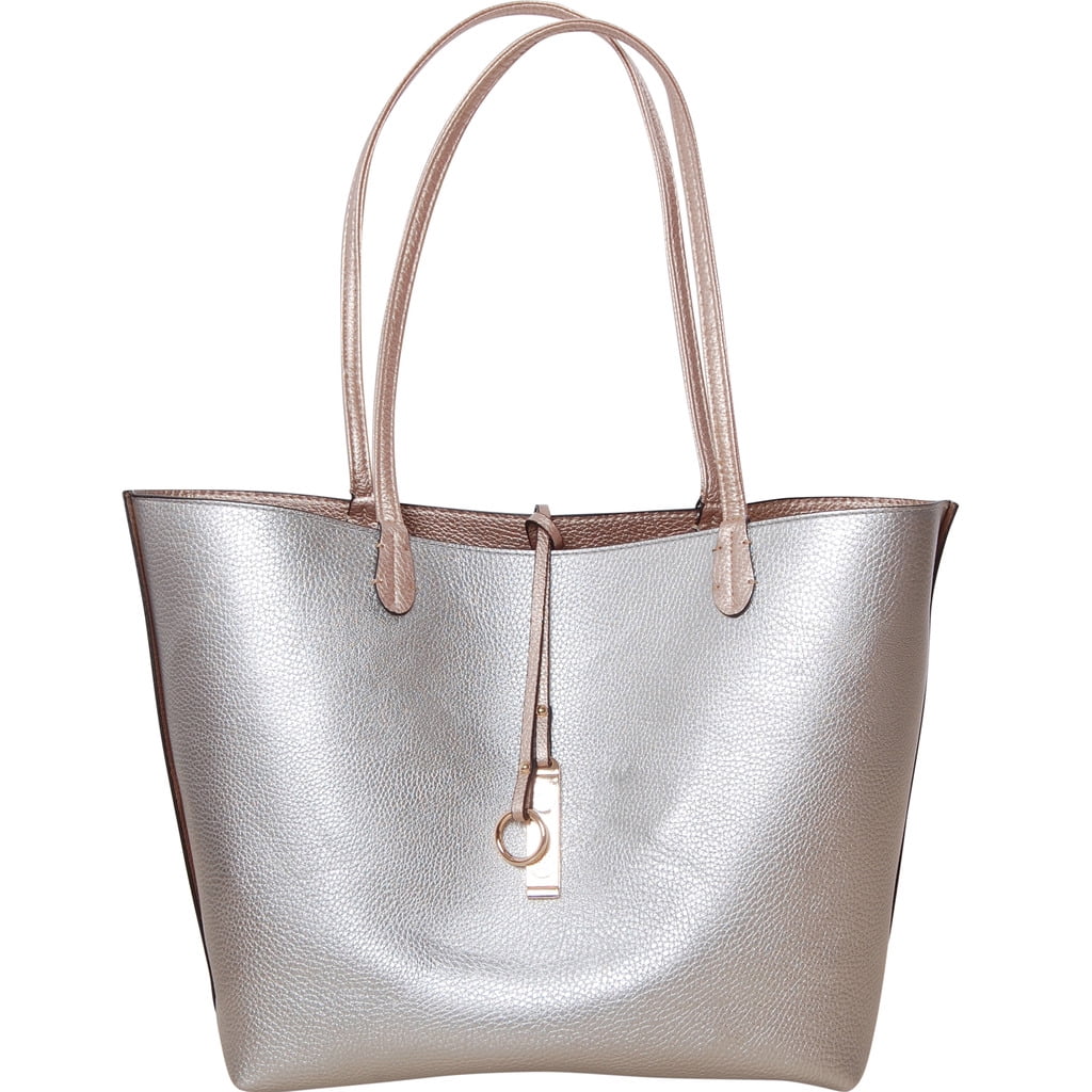 reversible vegan leather tote bag