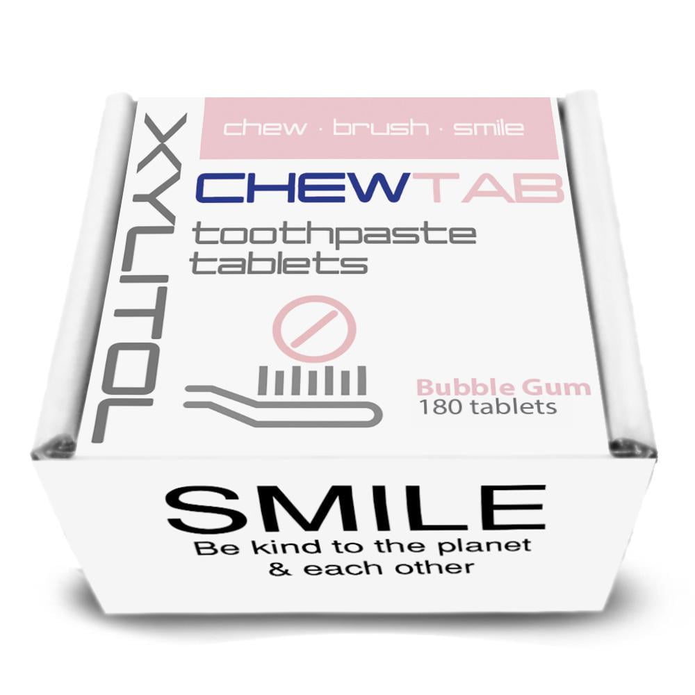Weldental Chewtab Toothpaste Tablets Refill, Bubble Gum 180 Count