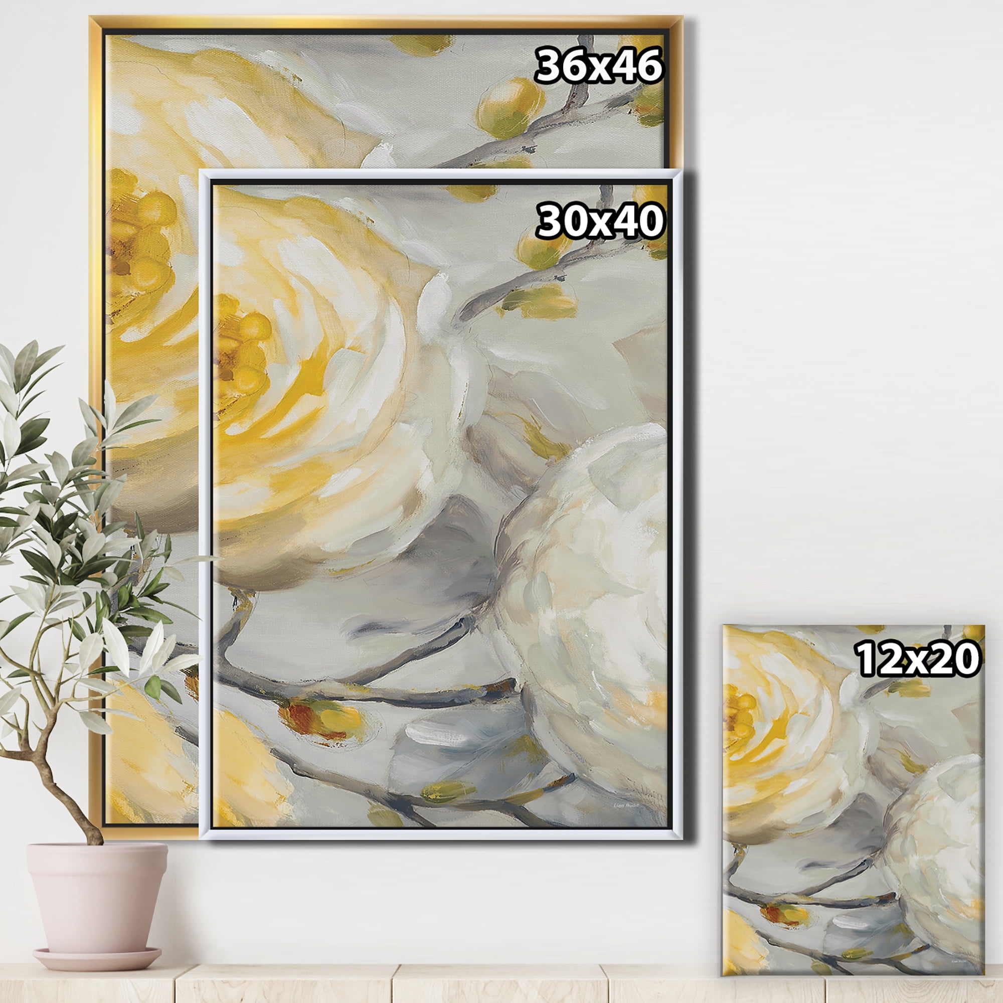 Designart ' Sunshine Yellow Flower II ' Floral Framed Canvas