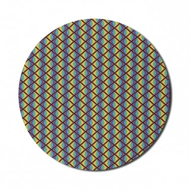 Rainbow Mouse Pad for Computers, Abstract Colorful Triangles Geometric Art, Round Non-Slip Thick Rubber Modern Gaming Mousepad, 8" Round, Multicolor, by Ambesonne