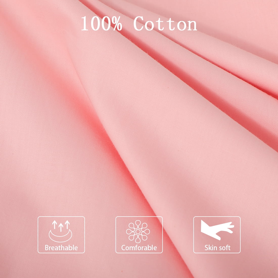 Unique Bargains Cotton Zippered Body Pillowcase Pillow Cover Pink 20" x 72"