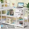 thumbnail image 4 of Tribesigns Bureau en L de 55 Pouces, avec Tiroir, Bureau d'Ordinateur d'Angle Moderne Blanc avec Étagères de Rangement et Support pour Moniteur pour Bureau à Domicile, 4 of 5