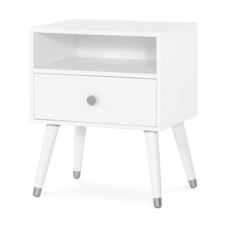 UPC: 0849801011286 | Mod™ Nightstand with Drawer and Shelf in Matte White by Forever Eclectic™
