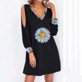 thumbnail image 2 of Mini vestido de manga larga con cuello en V sin tirantes con estampado informal sexy para mujer a la moda Pompotops  hdfakjf5835, 2 of 8