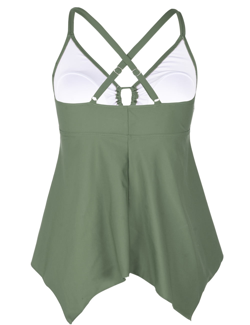 Mycoco Women's Front Tie Swim Top Cross Back Tankini Top Flowy Swimsuit Tops
