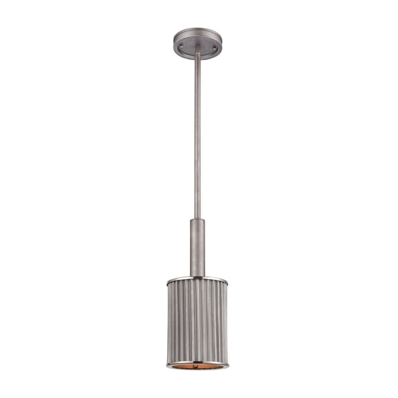 Elk Home 6-Inch Wide Corrugated Steel Pendant, Weathered Zinc