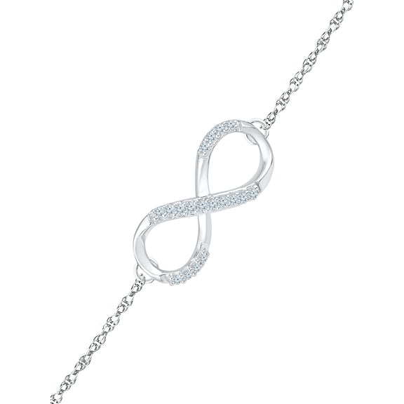 Sterling Silver Round Diamond Infinity Bracelet (1/10 CTTW