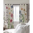 thumbnail image 4 of Spring Floral Blackout Curtains for Bedroom Living Room Darkening Curtains 84 Inch Length 2 Panels Set Pink Blue Flowers Butterfly Rustic Window Curtain Window Treatment Grommet Drapes 52"x84", 4 of 9
