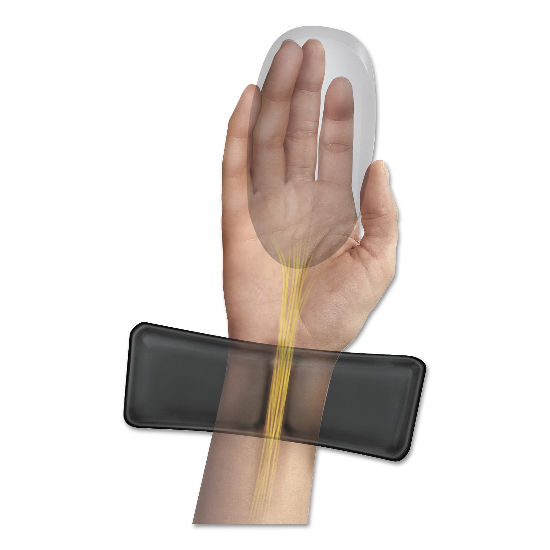 Fellowes Mfg Co. 9182301 8.25 in. x 9.87 in. Gel Wrist Support with Attached Mouse Pad - Black