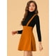thumbnail image 4 of Falda de Tirantes Frontal Con Botones Allegra K Amarillo Marron L, 4 of 5