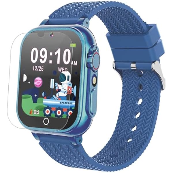 wonima44 Goodatech Kids Smart Watch for Boys Girls, 1.54'' Smartwatch with 26 Puzzle Games,HD Camera,Video Music Player,Pedometer,Flashlight,Audio Book etc., Aluminum Case and Sport Band (Blue)