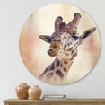 thumbnail image 2 of Designart 'Close Up Portrait of A Giraffe VI' Farmhouse Circle Metal Wall Art 11x11 - Disc of 11, 2 of 5
