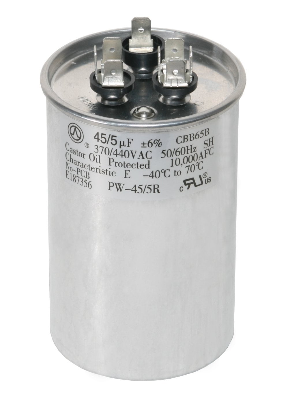 Canamax 45 Uf ±5% 370/440V Round Run Capacitor - Replacement For AC Unit, Heat Pump, Fan Motor Start