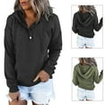 thumbnail image 4 of Minnieouse Sudadera con capucha abotonada para mujer, suéter de invierno de manga larga, sudadera con cordón, gorra con cuello en V, Tops cómodos para Abrigos y chamarras Negro XXL Minnieouse AP009590-10, 4 of 6