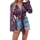 thumbnail image 5 of Txlixc Blusa de manga larga para mujeres, flor / patrón geométrico / vendaje impreso leopardo Txlixc moda, 5 of 8