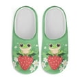 thumbnail image 2 of Psesaysky Cartoon Frog Strawberry Print Slippers for Women Memory Foam House Bedroom Soft Closed Toe Indoor Slippers Trendy Gift for Womens Anti-Skid Sole, Size 4.5-5.5, 2 of 7