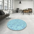 thumbnail image 3 of Ahgly Company Indoor Square Patterned Tron Blue Area Rugs, 3' Square, 3 of 6