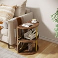 thumbnail image 3 of Tribesigns Half Round End Table, Small Side Table Living Room with 3 Storage Shelf (2PCS), 3 of 6