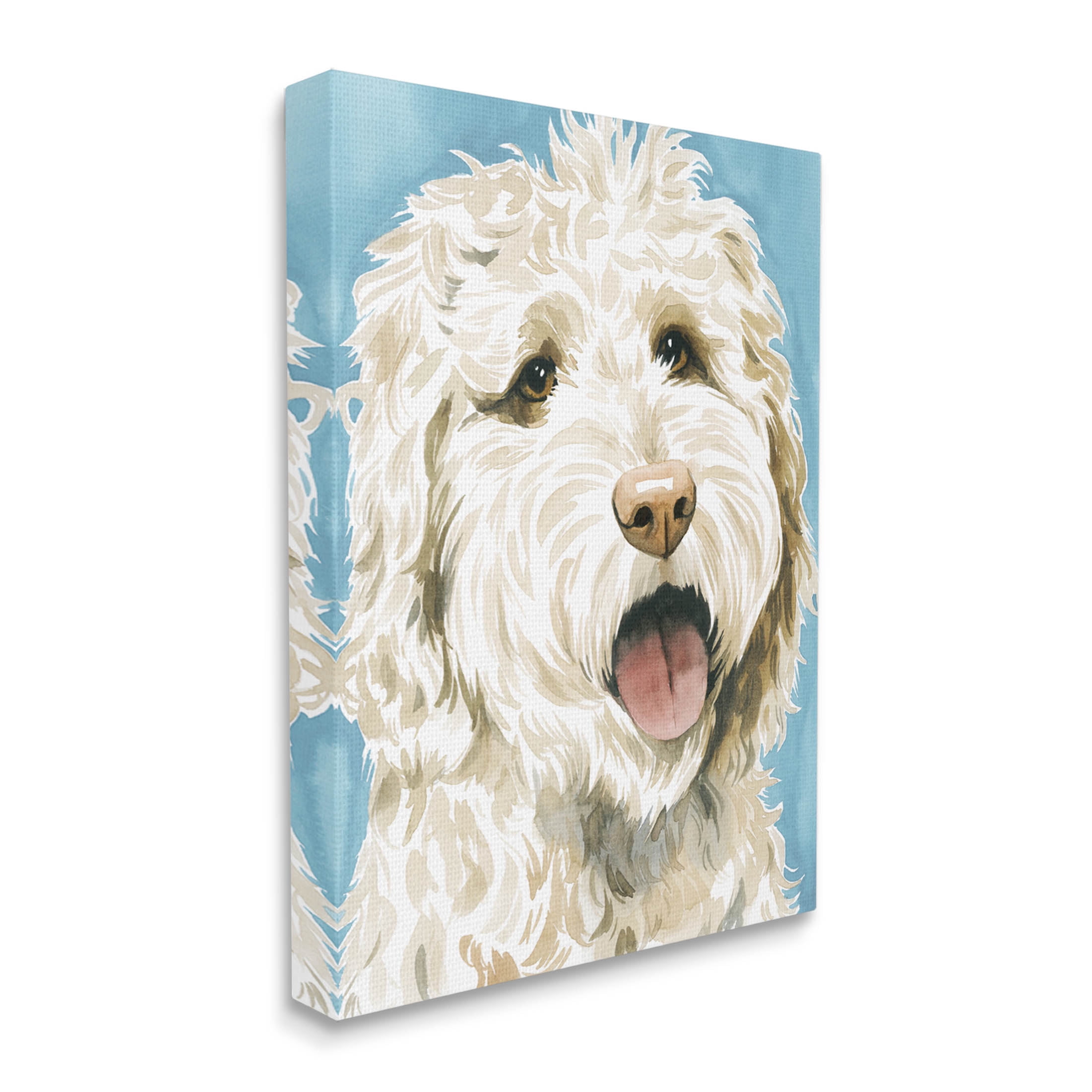 Stupell Industries Happy Shaggy Dog Portrait Painting Gallery Wrapped Canvas Print Wall Art, Design by Grace Popp