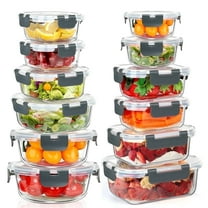 stusgo 24 Pcs Glass Storage Containers with Lids, Reusable for Kitchen Organization  (12 Pcs Grey)