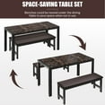 thumbnail image 3 of UHOMEPRO Dining Table Set for 4, Faux Marble Kitchen Table with 1 Table and 2 Brwon Leather Cushion Benches, Dining Room Set for Small Spaces, 3 of 8