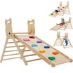 COSTWAY Double Sided Triangle Climber Wooden Climbing Toy