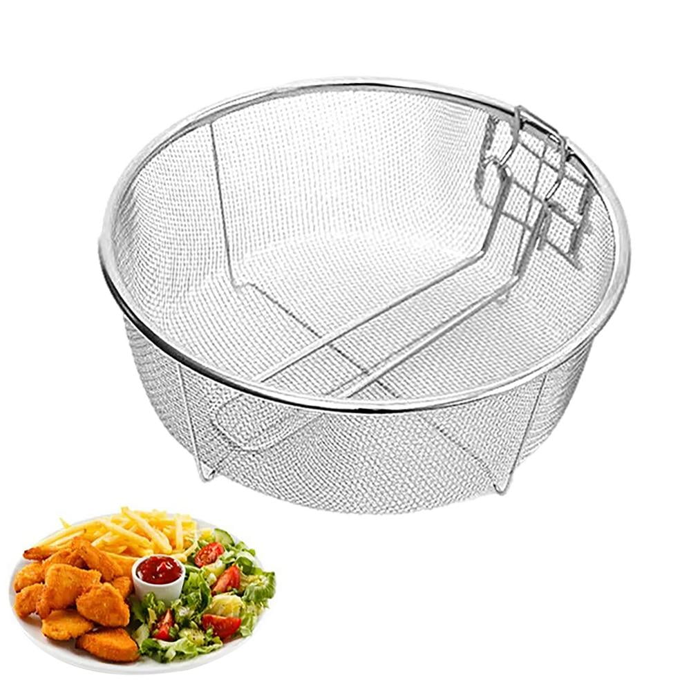 Gecorid Stainless Steel Fry Baskets with Handle Deep Fryer Strainer