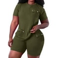 thumbnail image 2 of Baqcunre Womens Pajamas 2 Piece Casual Matching Sets Crop Tank High Waist Yoga Shorts Pajamas Set Outfits for Women Lounge Sets for Women Pajama Set Womens Clothes Army Green L, 2 of 6